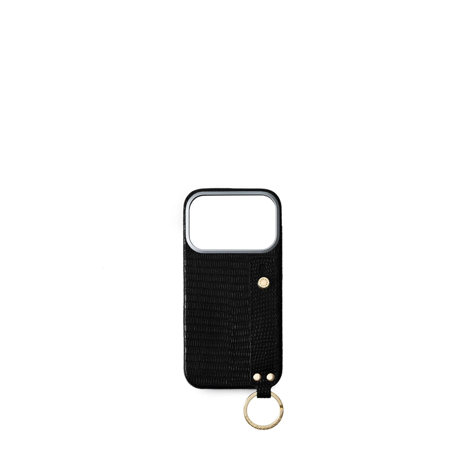 iPhone 17 Pro Back Cover Case with Handle Embossed Lizard Leather