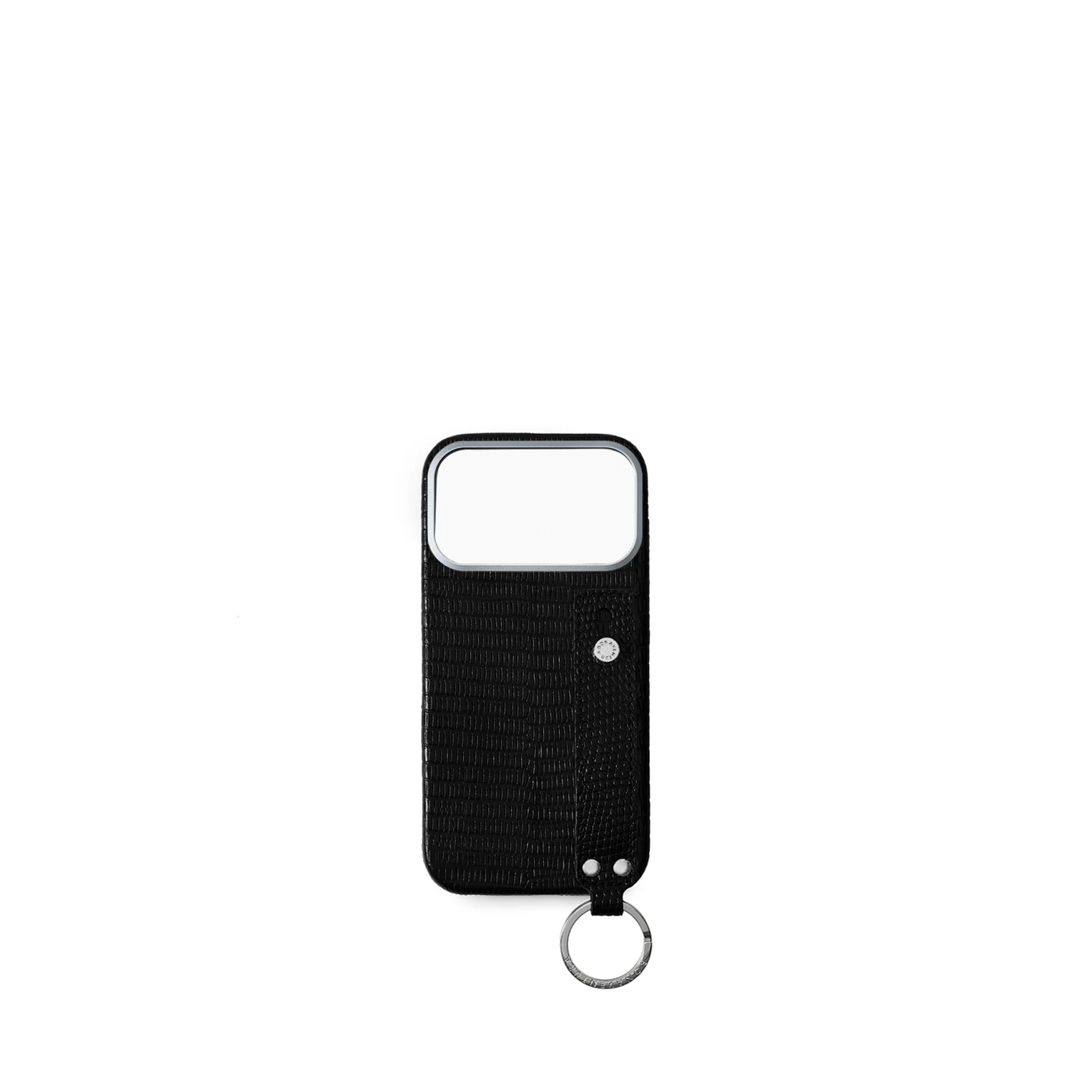 iPhone 17 Pro Max Back Cover Case with Handle Embossed Lizard Leather
